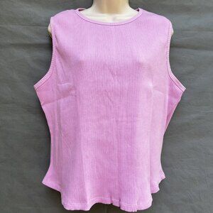 NWT Briton Court Size Large Pink Ribbed Knit Tank Top Sleeveless Crew Neck